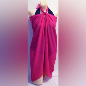 Fuchsia Long pareo Wrap sarong shawl cover-up scarf hot pink